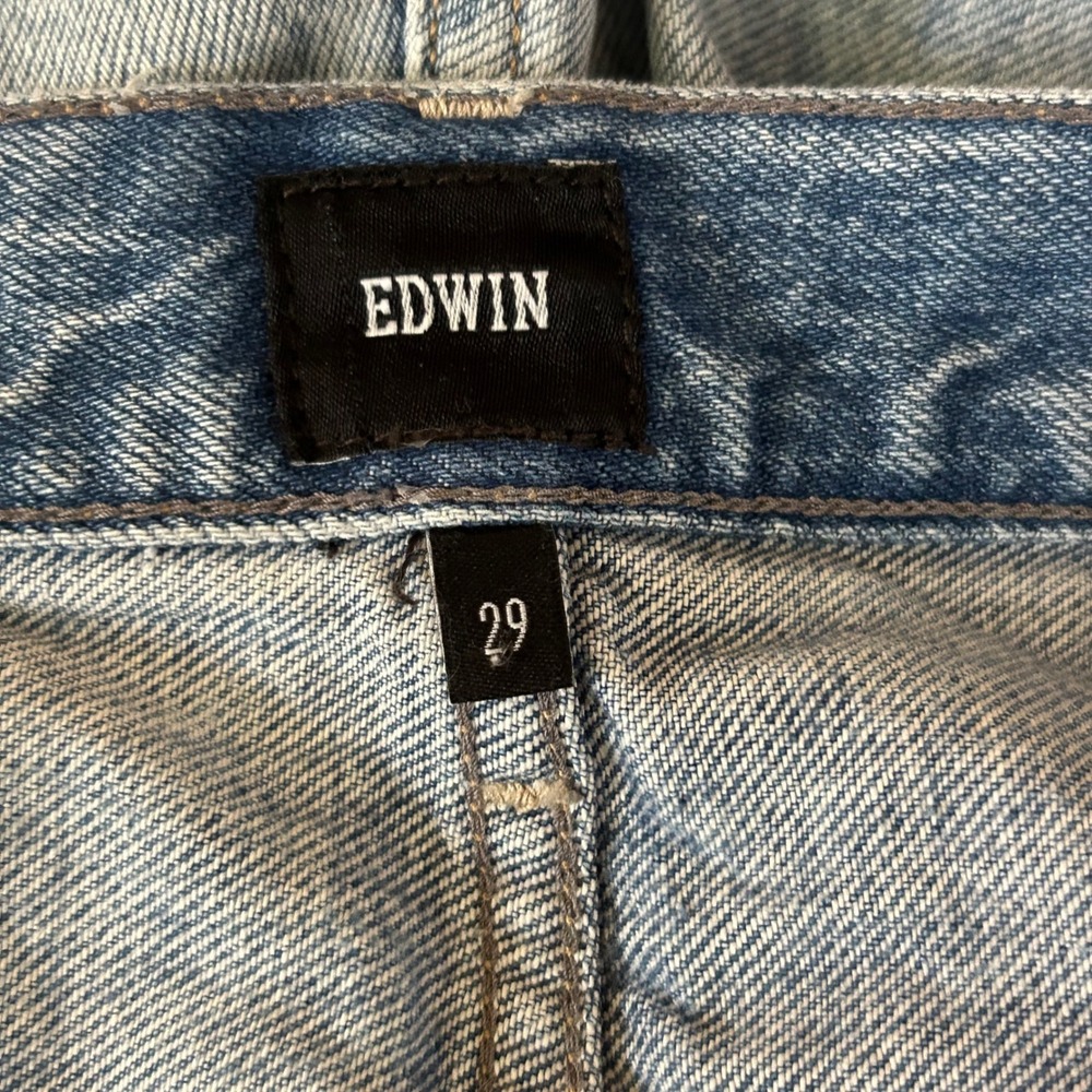 Edwin Tash Relaxed Straight Leg Distressed Ripped Jeans Button Fly 29- See Meas. - Picture 11 of 14